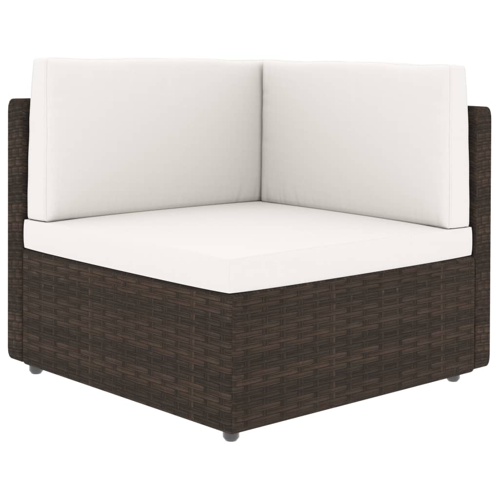 Sectional Sofa 2-Seater Poly Rattan Brown