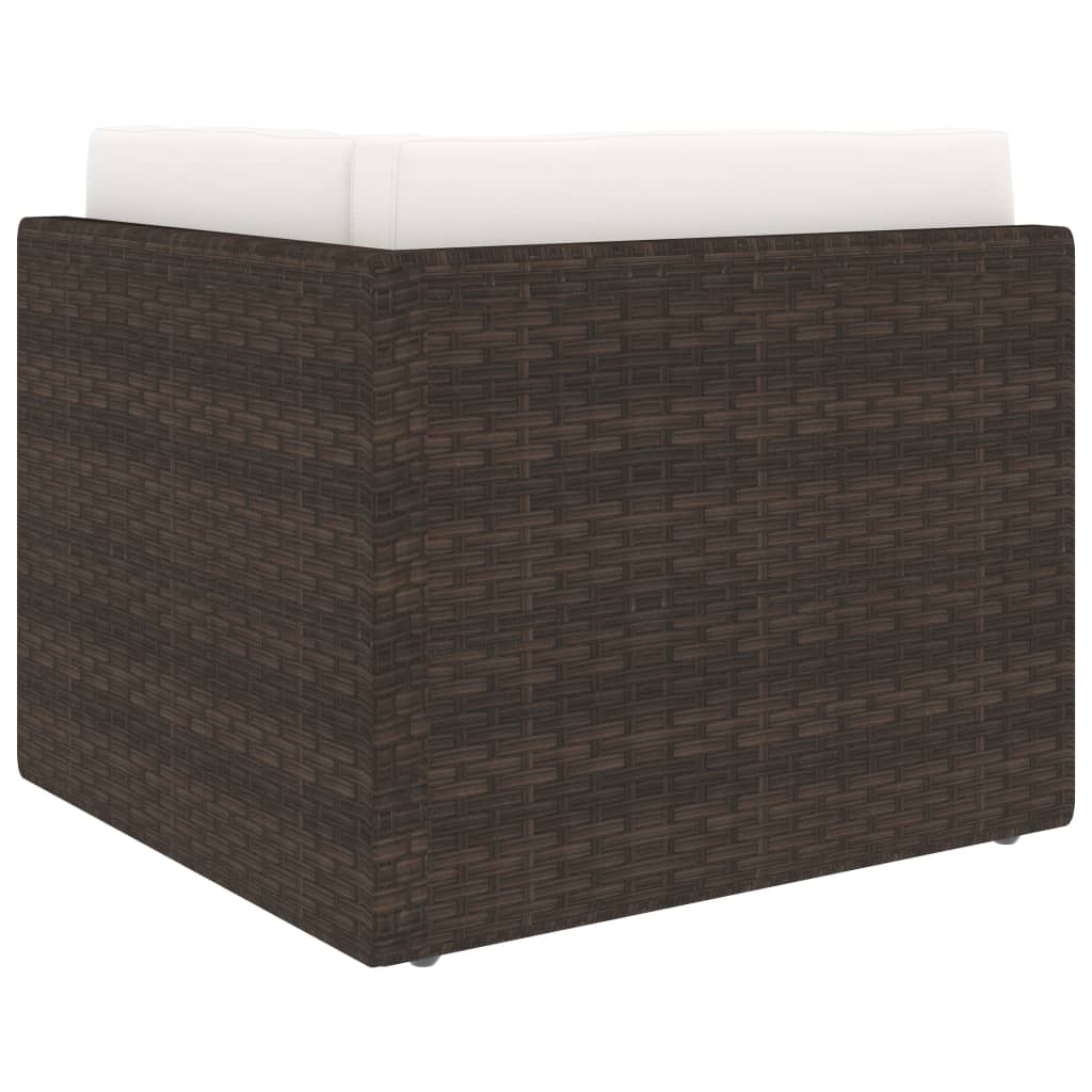 Sectional Sofa 2-Seater Poly Rattan Brown