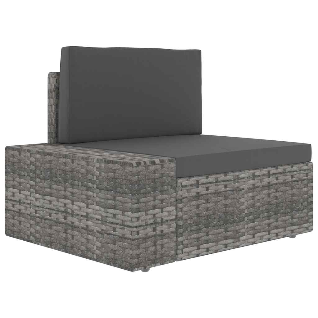Sectional Sofa 3-Seater Poly Rattan Grey