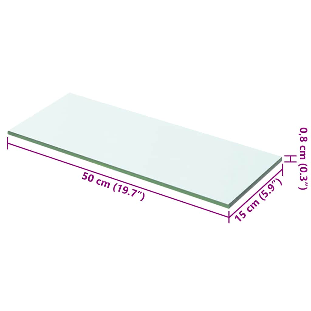 Shelves 2 pcs Panel Glass Clear 50x15 cm