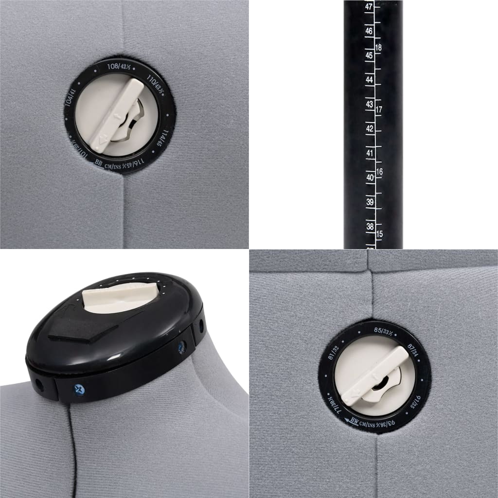 Adjustable Dress Form Female Grey M Size 40-46