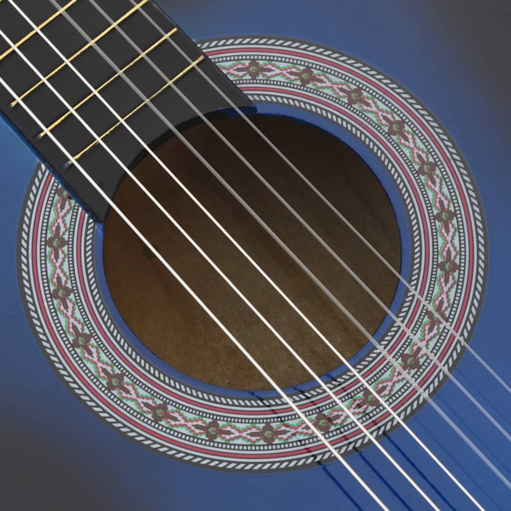 12 Piece Western Classical Guitar Set with 6 Strings Blue 38"