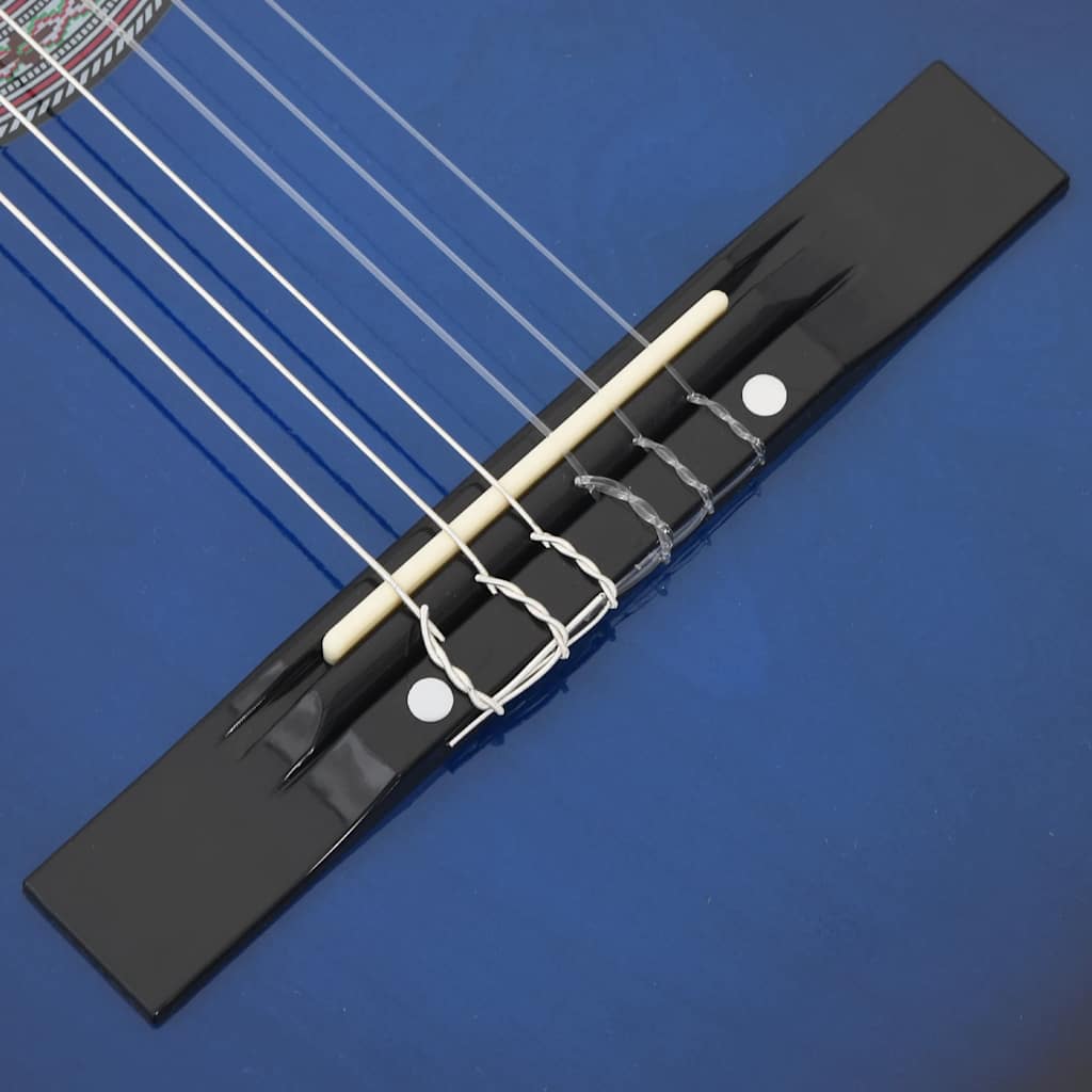 12 Piece Western Classical Guitar Set with 6 Strings Blue 38"