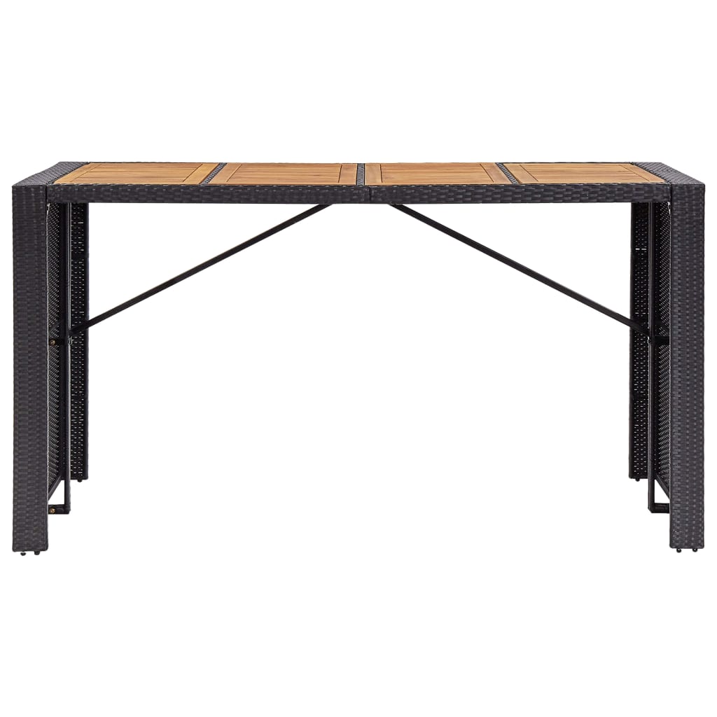 9 Piece Outdoor Bar Set Poly Rattan and Acacia Wood Black
