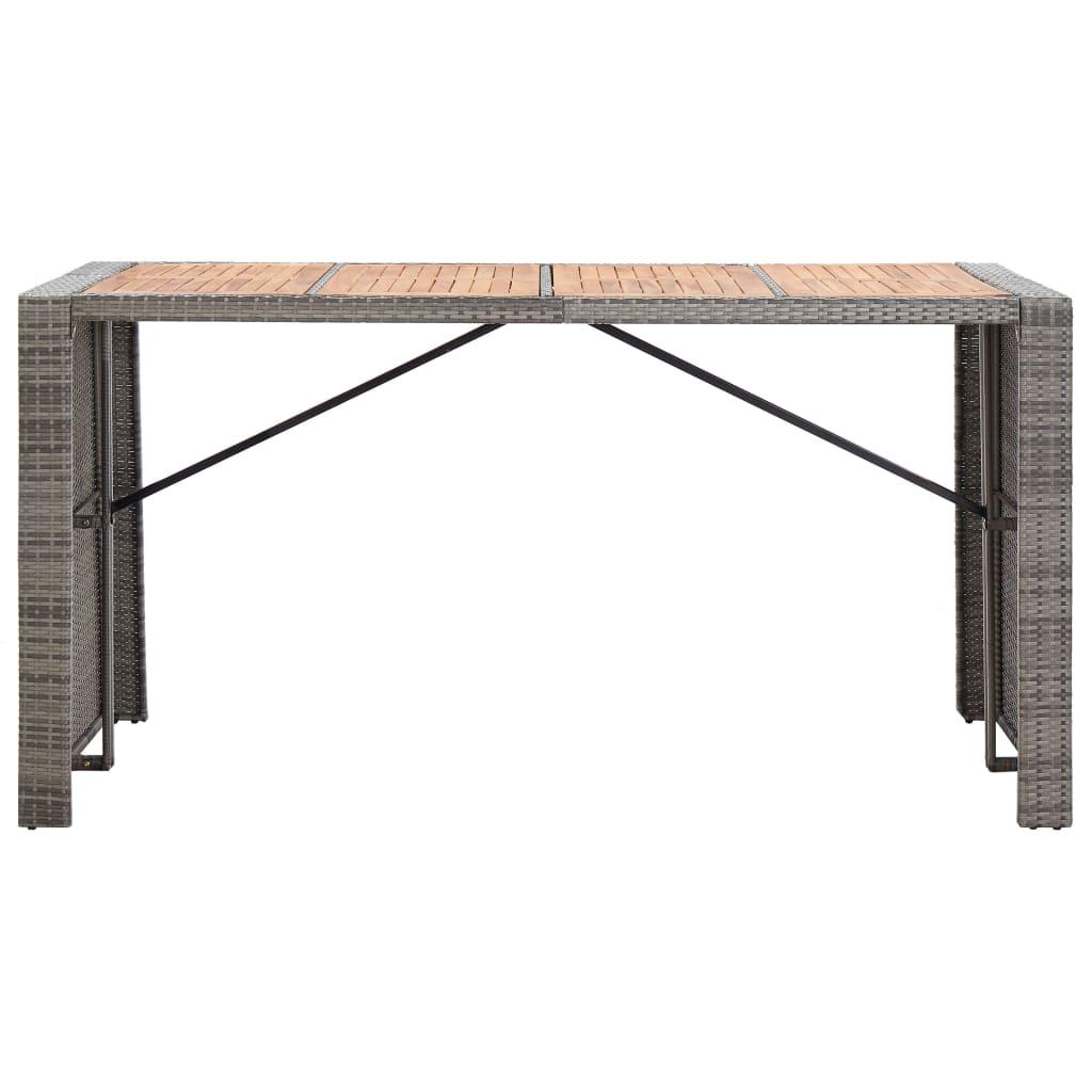9 Piece Outdoor Bar Set Poly Rattan and Acacia Wood Grey