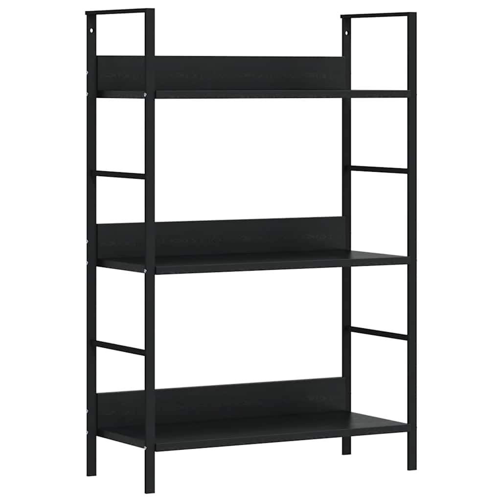 3-Layer Book Shelf Black 60x27.6x90.5 cm Engineered Wood