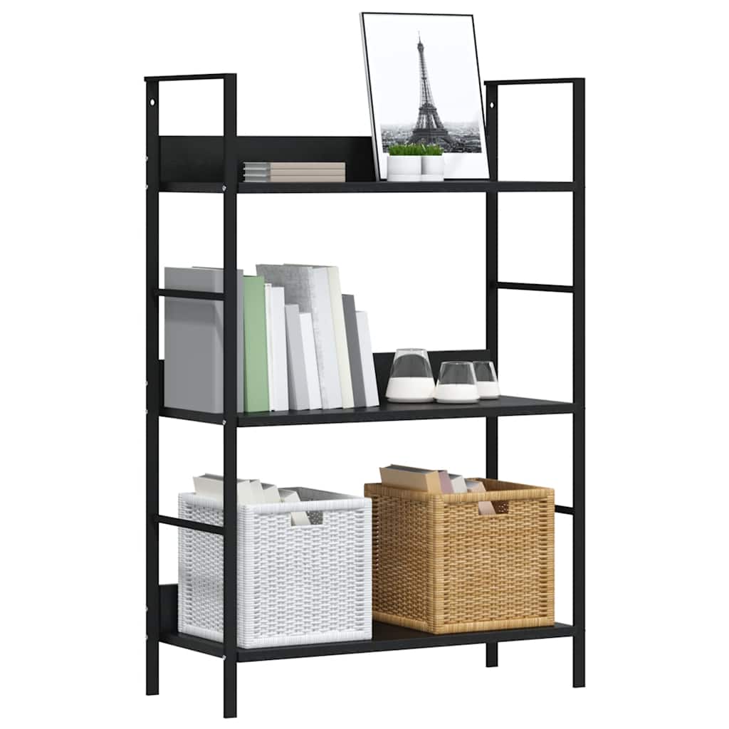 3-Layer Book Shelf Black 60x27.6x90.5 cm Engineered Wood