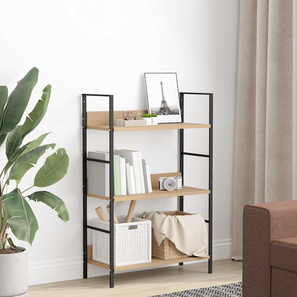 3-Layer Book Shelf Oak 60x27.6x90.5 cm Engineered Wood