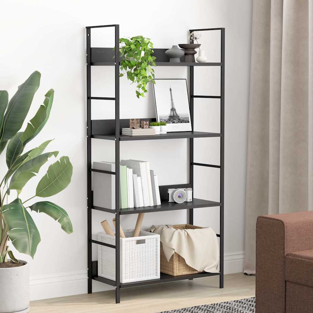 4-Layer Book Shelf Black 60x27.6x124.5 cm Engineered Wood