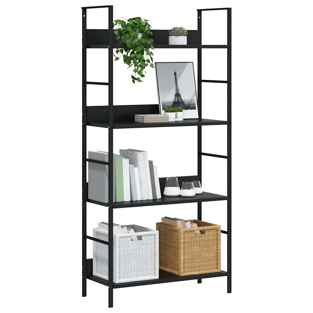 4-Layer Book Shelf Black 60x27.6x124.5 cm Engineered Wood
