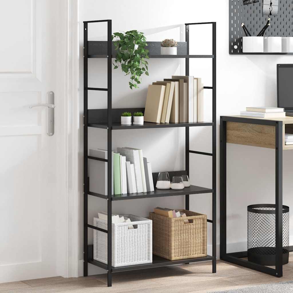 4-Layer Book Shelf Black 60x27.6x124.5 cm Engineered Wood