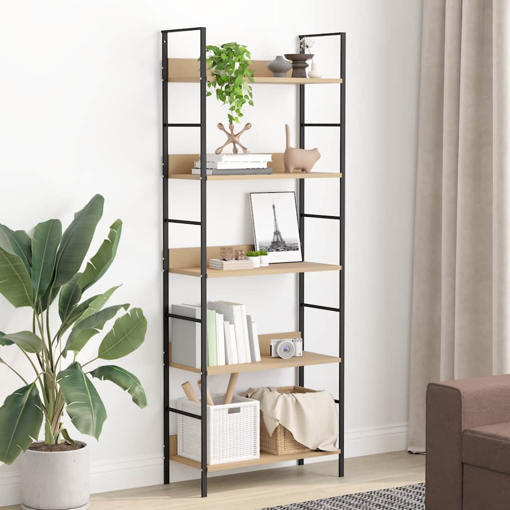 5-Layer Book Shelf Oak 60x27.6x158.5 cm Engineered Wood