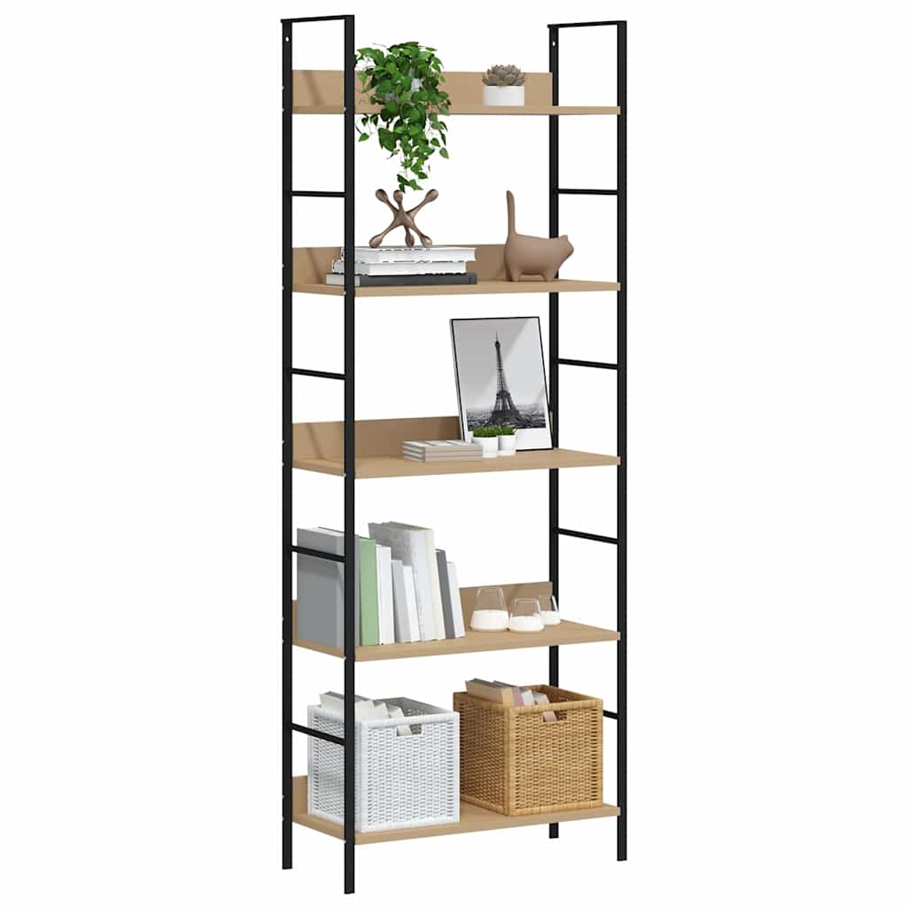 5-Layer Book Shelf Oak 60x27.6x158.5 cm Engineered Wood