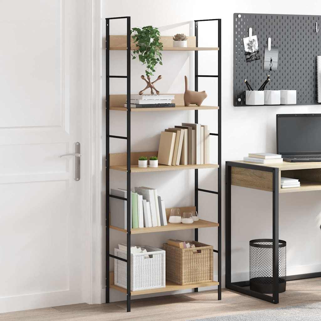 5-Layer Book Shelf Oak 60x27.6x158.5 cm Engineered Wood