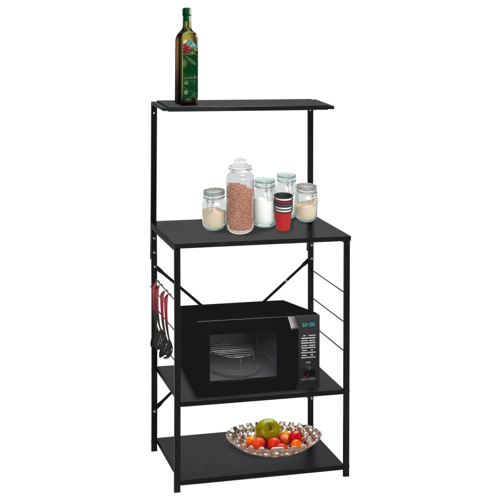 Microwave Cabinet Black 60x39.6x123 cm Engineered Wood