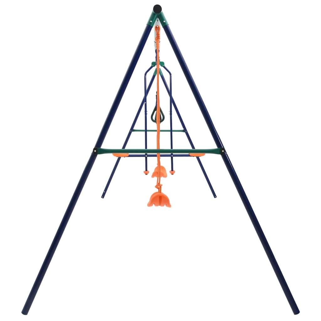 Swing Set with Gymnastic Rings and 4 Seats Steel