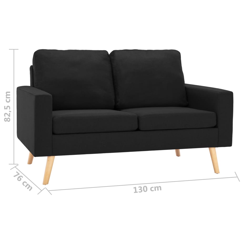 2-Seater Sofa Black Fabric