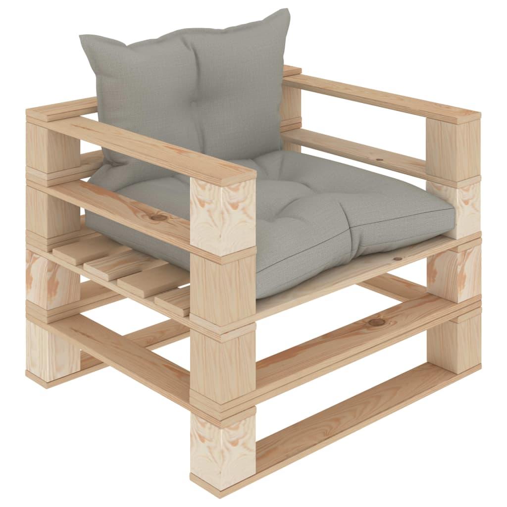 Garden Pallet Sofa with Taupe Cushions Wood