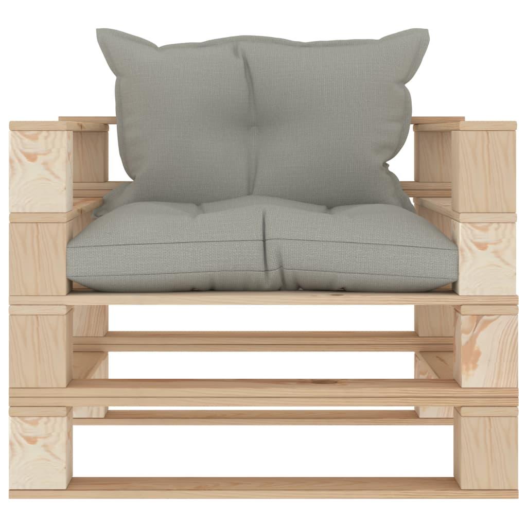 Garden Pallet Sofa with Taupe Cushions Wood