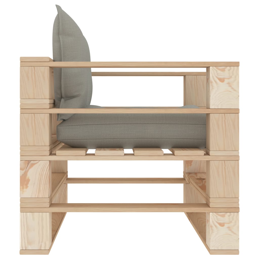 Garden Pallet Sofa with Taupe Cushions Wood