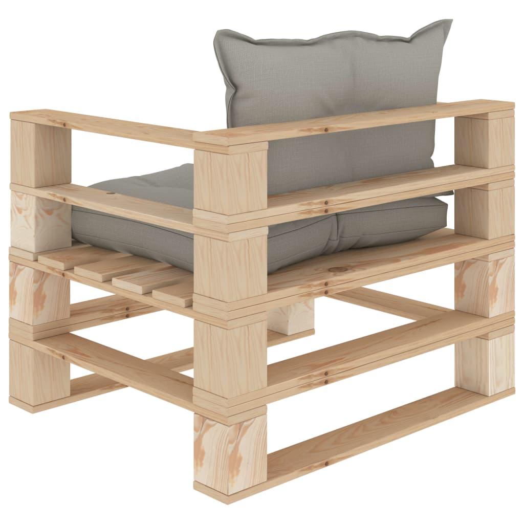 Garden Pallet Sofa with Taupe Cushions Wood
