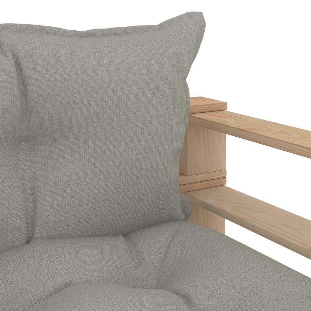 Garden Pallet Sofa with Taupe Cushions Wood