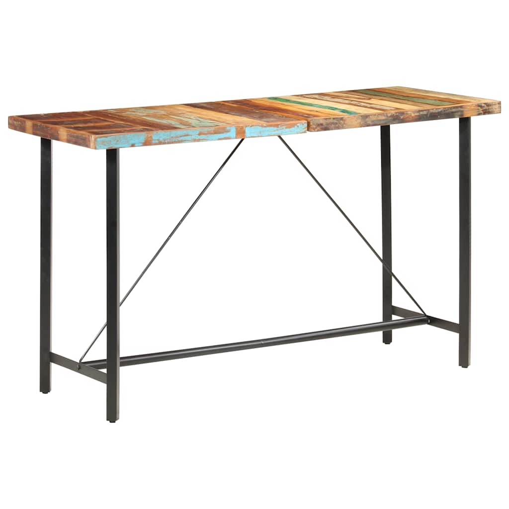 9 Piece Bar Set Solid Reclaimed Wood, Genuine Leather & Canvas