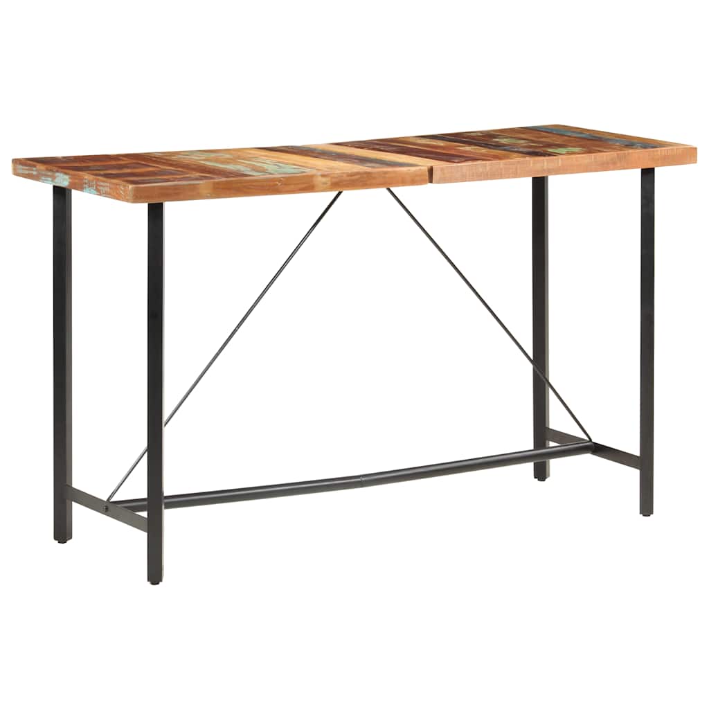 9 Piece Bar Set Solid Reclaimed Wood, Genuine Leather & Canvas