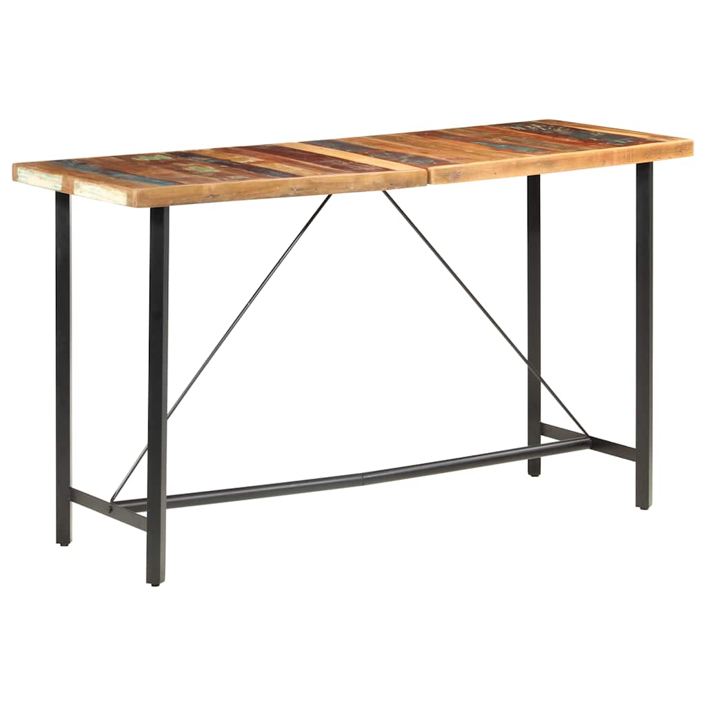 9 Piece Bar Set Solid Reclaimed Wood, Genuine Leather & Canvas