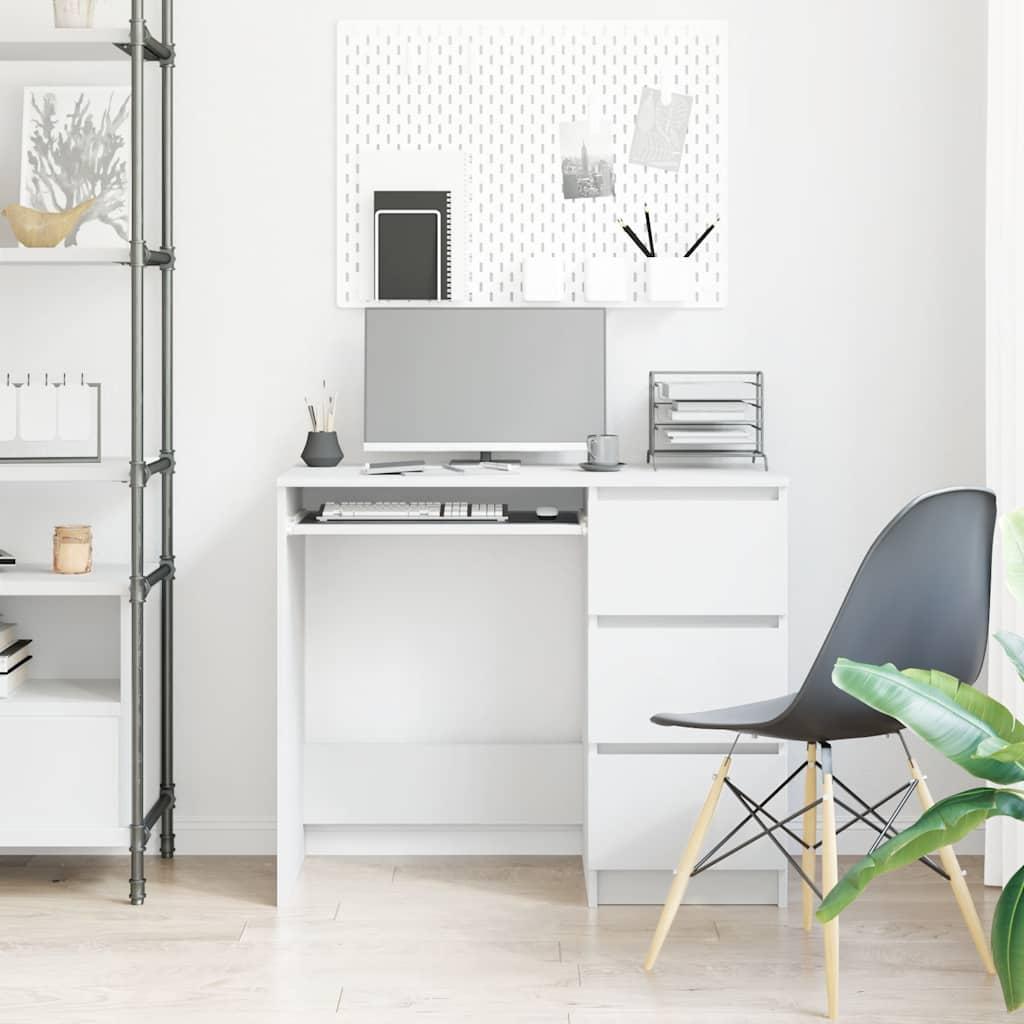 Desk White 90x45x76 cm Engineered Wood