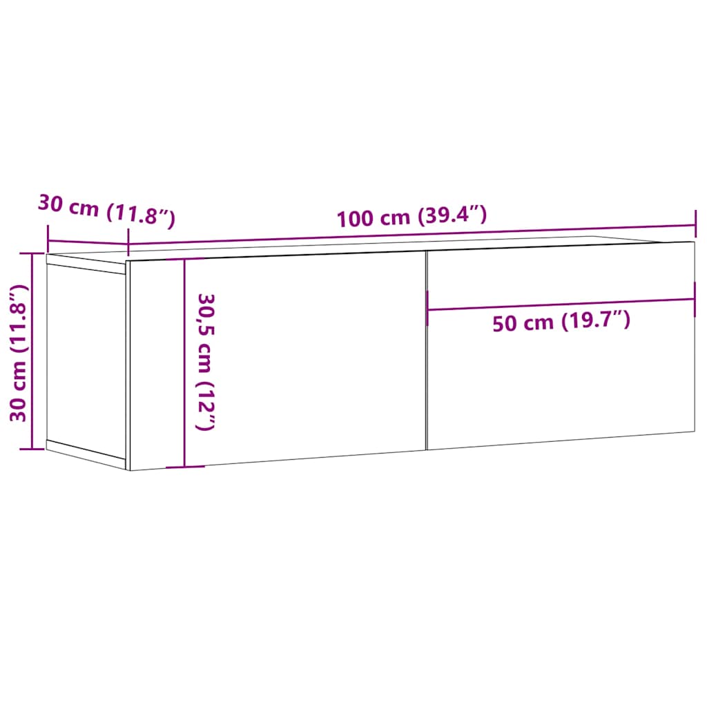 TV Cabinet Sonoma Oak 100x30x30 cm Engineered Wood