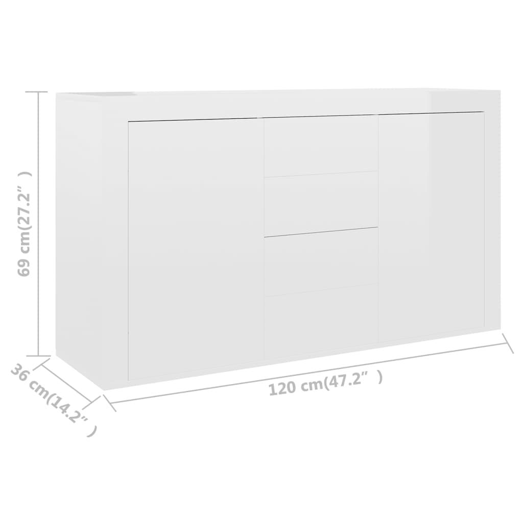 Sideboard High Gloss White 120x36x69 cm Engineered Wood