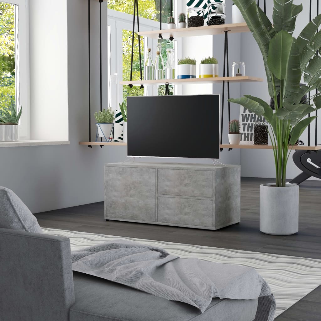 TV Cabinet Concrete Grey 80x34x36 cm Engineered Wood