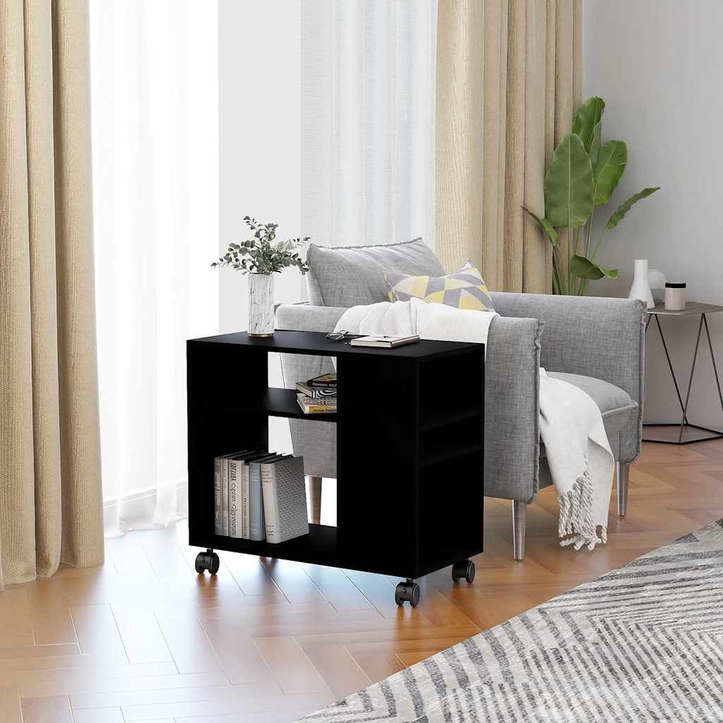 Side Table Black 70x35x55 cm Engineered Wood