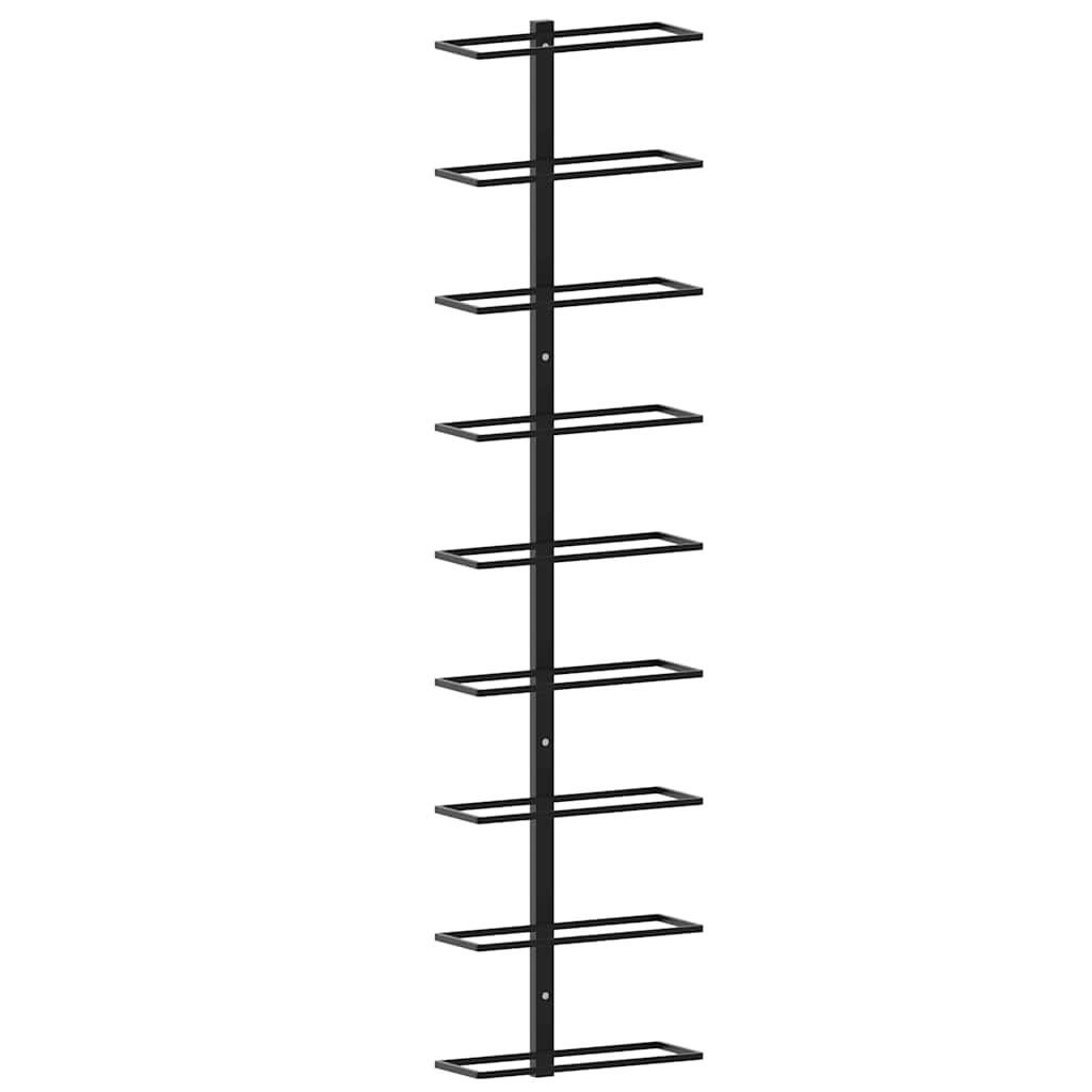 Wall-mounted Wine Rack for 9 Bottles Black Iron