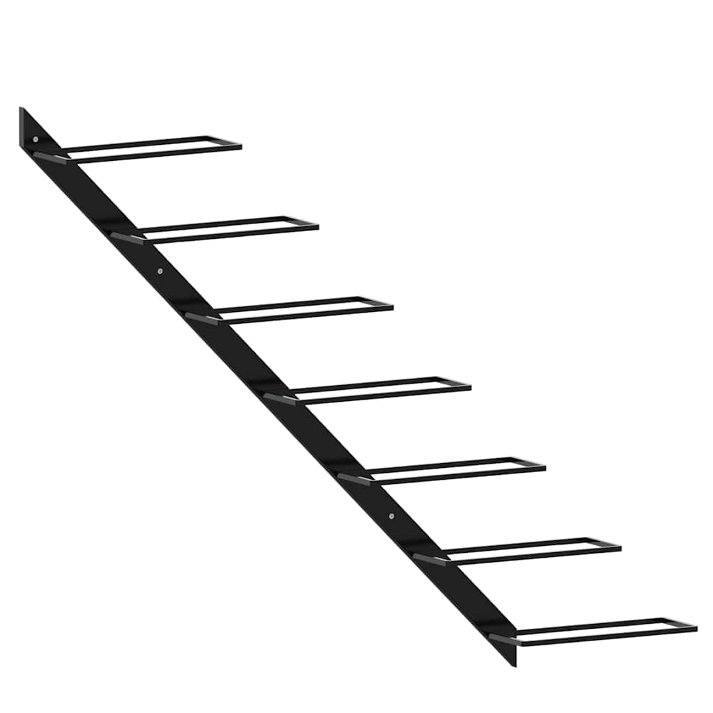 Wall-mounted Wine Rack for 7 Bottles Black Metal