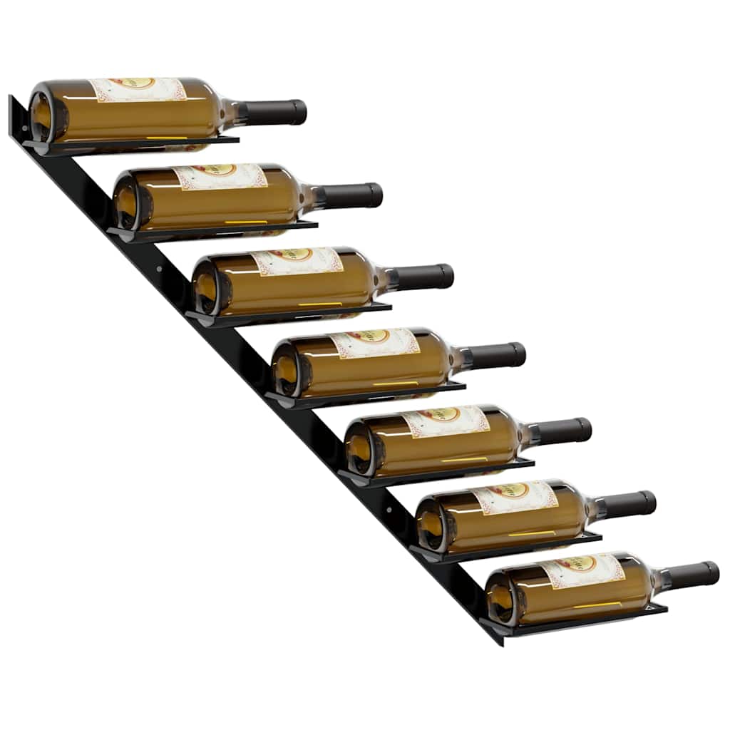 Wall-mounted Wine Racks for 14 Bottles 2 pcs Black Metal