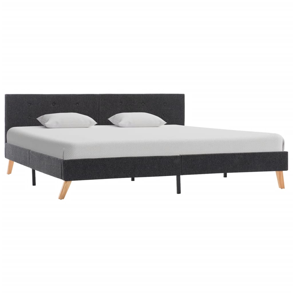 Bed Frame without Mattress Grey Fabric 183x203 cm King