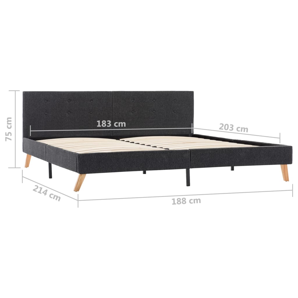 Bed Frame without Mattress Grey Fabric 183x203 cm King