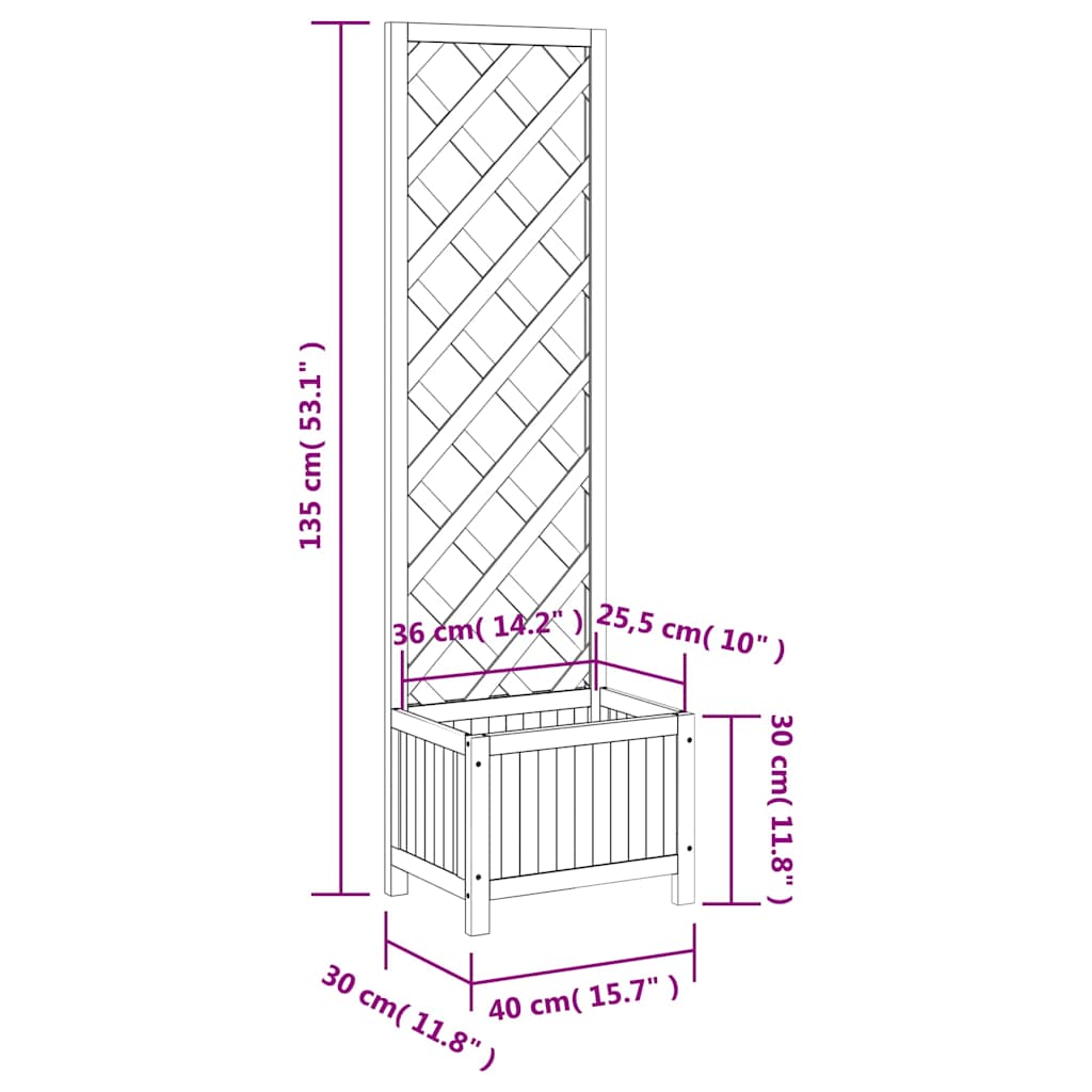 Planter with Trellis 40x30x135 cm Solid Wood Fir