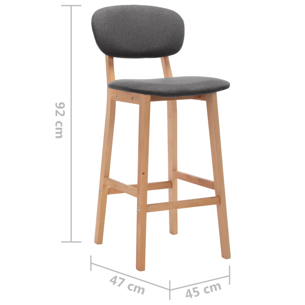 Bar Stools 2 pcs Dark Grey Fabric