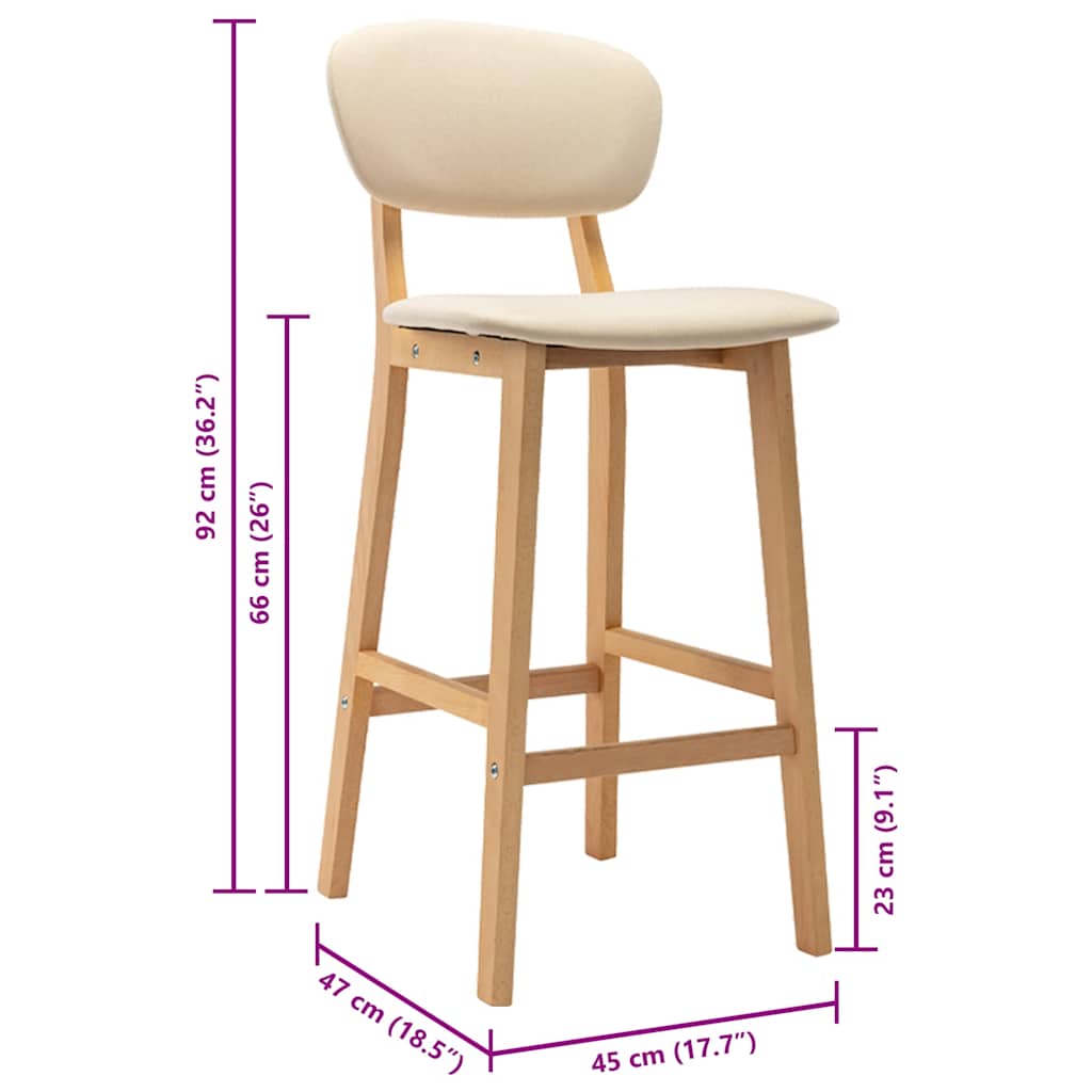 Bar Stools 2 pcs Cream Fabric