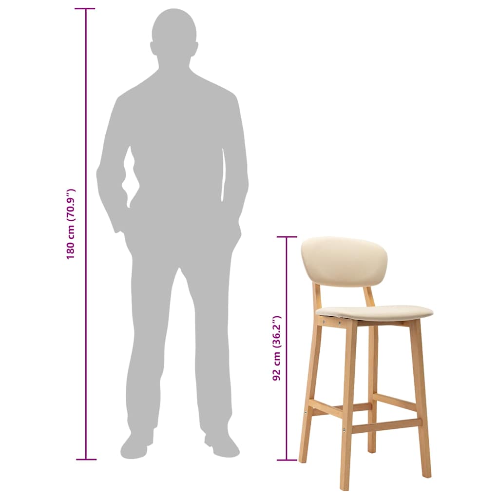 Bar Stools 2 pcs Cream Fabric