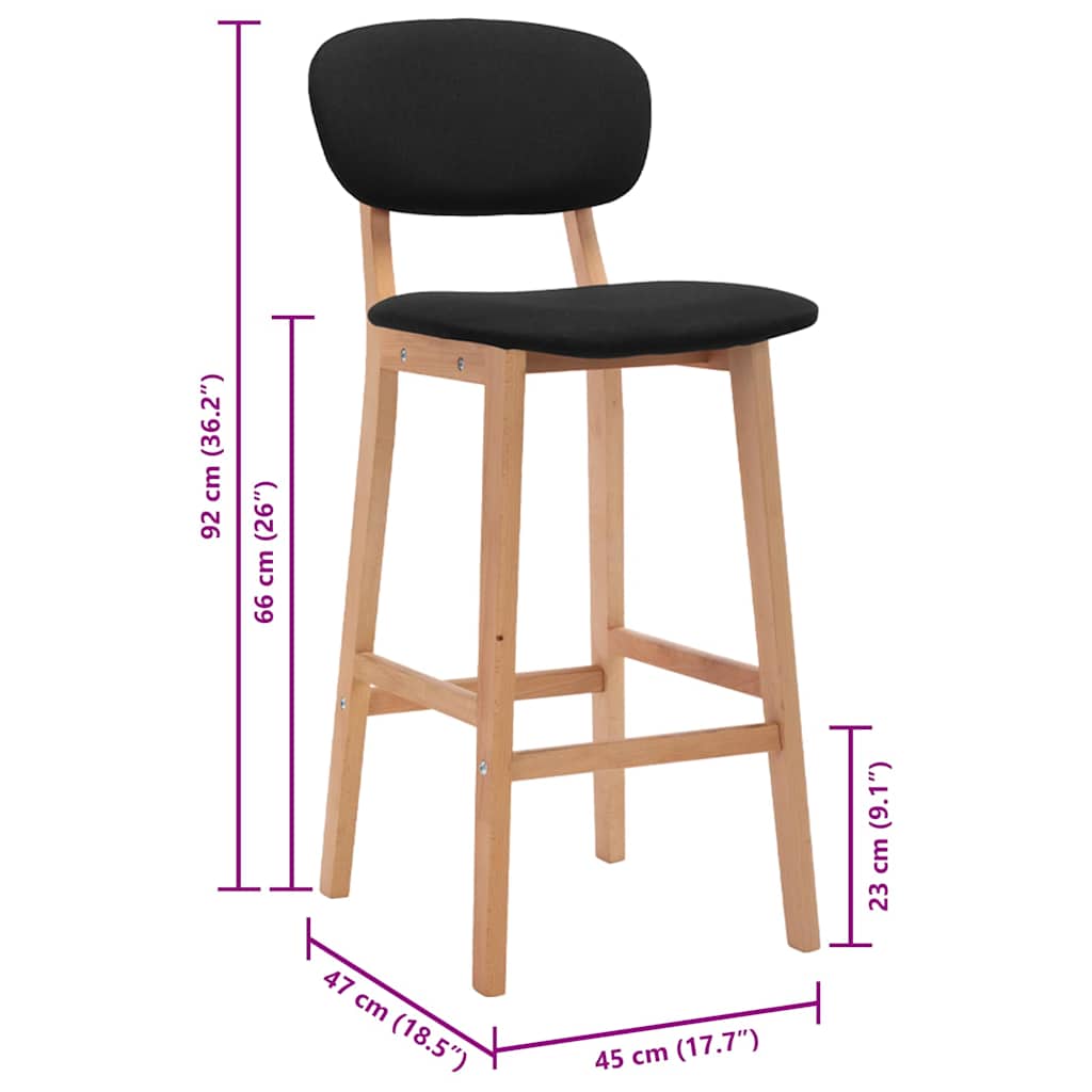 Bar Stools 2 pcs Black Fabric