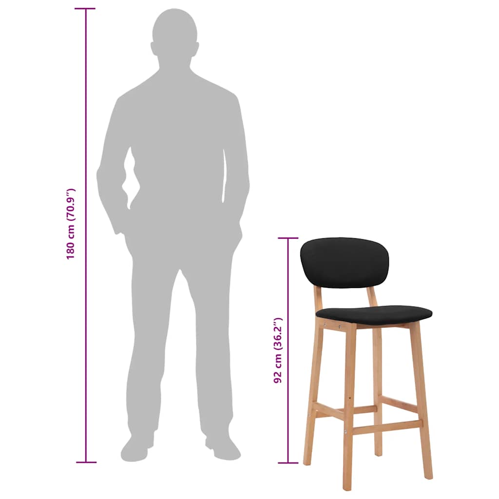 Bar Stools 2 pcs Black Fabric