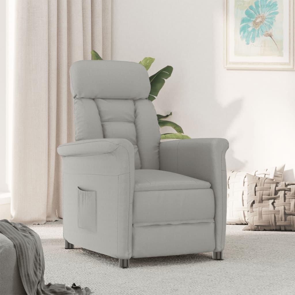 Recliner Chair Light Grey Faux Suede Leather