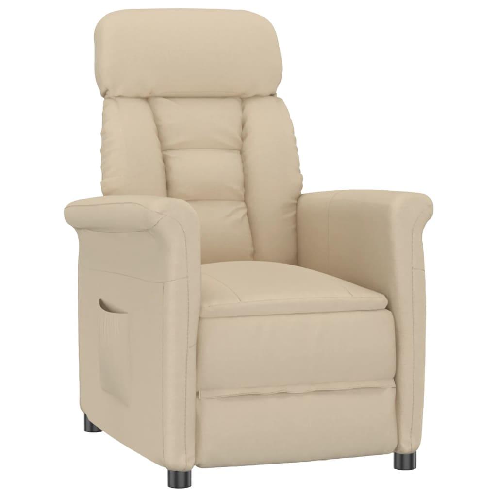 Recliner Chair Cream Faux Suede Leather