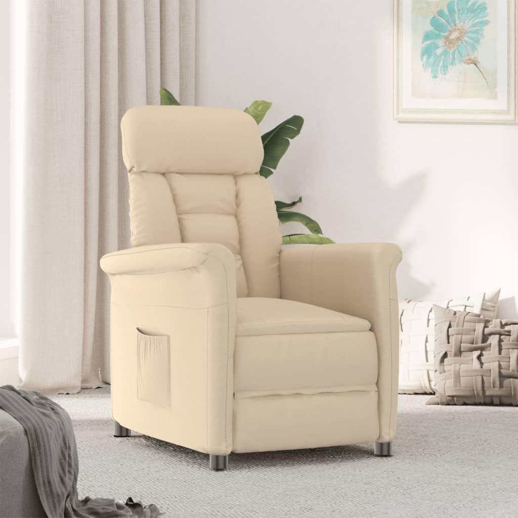 Recliner Chair Cream Faux Suede Leather