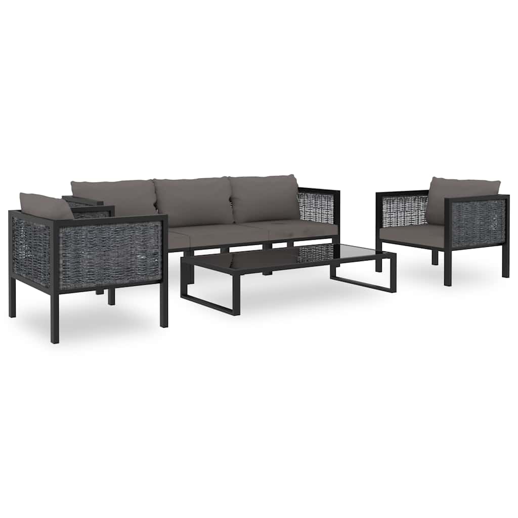 Sectional Sofa with Cushion Poly Rattan Anthracite