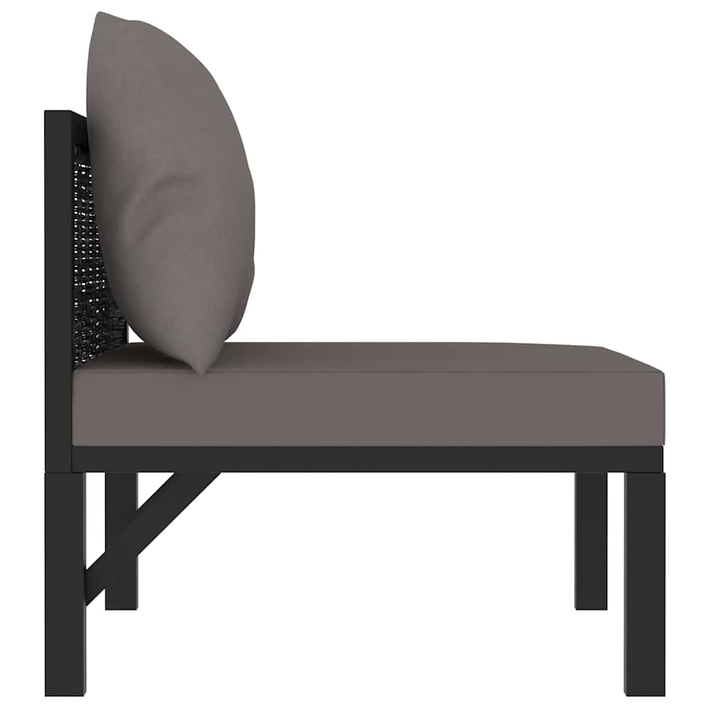 Sectional Middle Sofa with Cushion Poly Rattan Anthracite